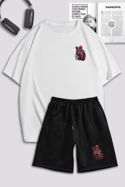 macklin Unisex Γυναικεία Ανδρικά Σετ φόρμας Marvel Deadpool με στάμπα προσαρμοσμένης σχεδίασης Oversize μπλουζάκι και σορτς