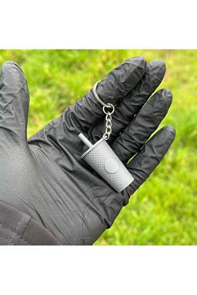 3dbaydesign كوب قهوة بسلسلة مفاتيح لطيفة باللون الرمادي