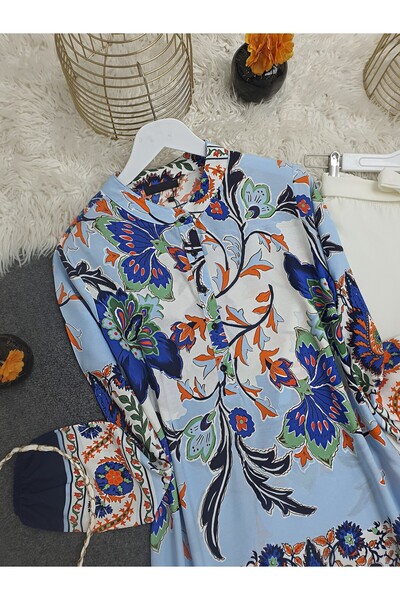HİJABAYA Туніка з квітковим візерунком, з напівзастібкою, з бавовняної віскози