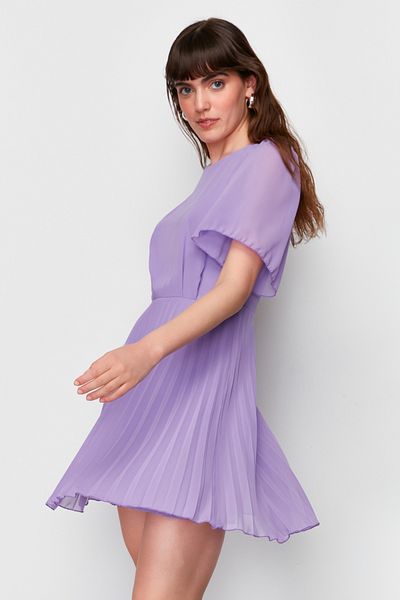 Trendyol Collection Μωβ φούστα Μίνι υφαντό φόρεμα σιφόν με πλισέ γραμμή TWOSS24EL00716