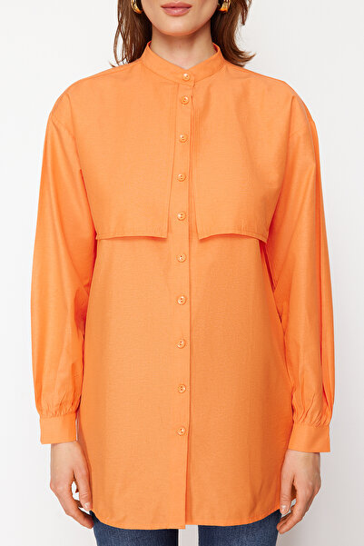 Trendyol Modest Oranžová bavlněná košile TCTSS23TG00030
