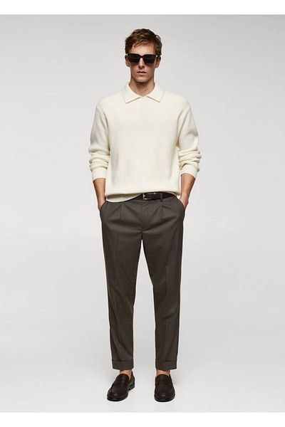 MANGO Man Slim Fit Checkered Pants