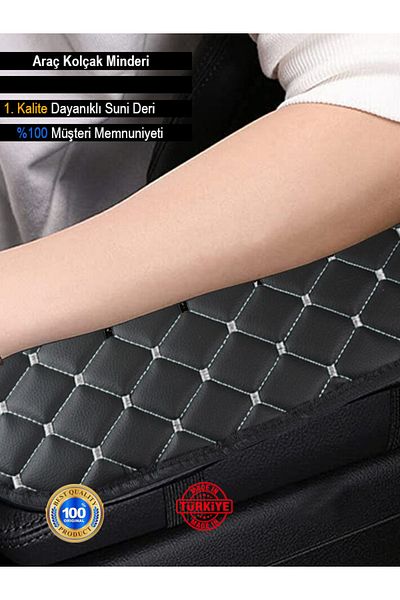SPECIAL STORE For Renault Clio Ii Hb 2002-2008 Leather Auto Armrest Case Cover Capitone with Sponge White Embroidery