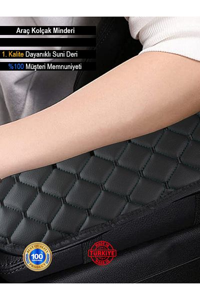 SPECIAL STORE NİSSAN ALMERA 2003-2006 Leather Auto Armrest Case Cover Capitone Sponge Black Embroidered