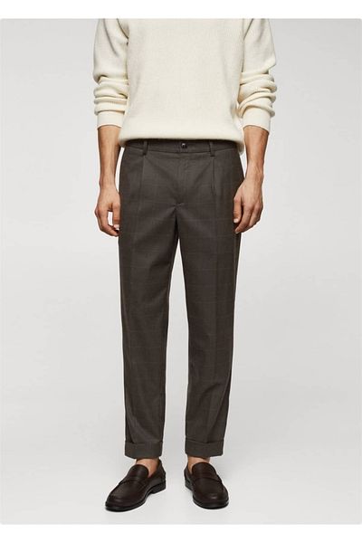 MANGO Man Slim Fit Checkered Pants
