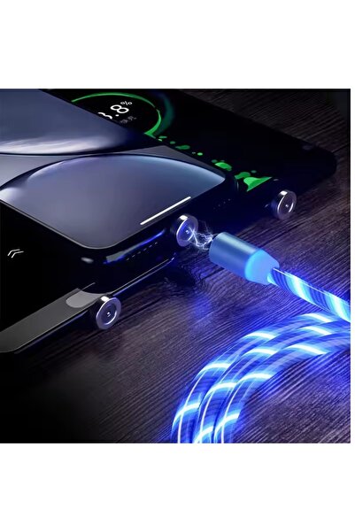 Aksesuar RGB Şarj Kablosu 3in1 Type-C Android Lightning