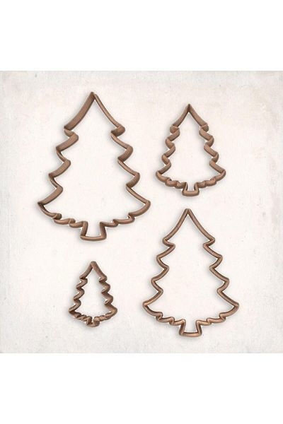 Butedo 4-Piece Pine Tree Cookie Mold Set