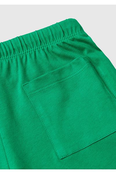United Colors of Benetton Erkek Çocuk Yeşil-Beyaz Logo Baskılı Tişört ve Beli Büzgülü Şort Takım