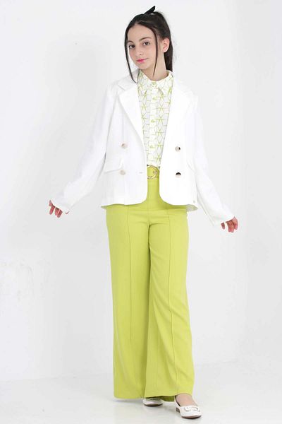 Asortik Kids Girl's Suit 3 Pieces Set Blazer Jacket-Blouse-Pants