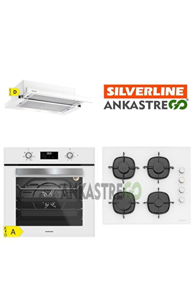 Silverline BO6502W02 - CS5335W01 - 1140 Crystal Line 60 Beyaz Ankastre Set -5 yıl garanti