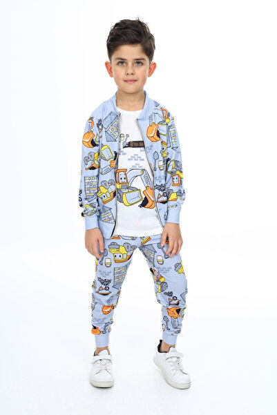 e-çocuk 2034 Model Boy Construction Vehicles Printed Set