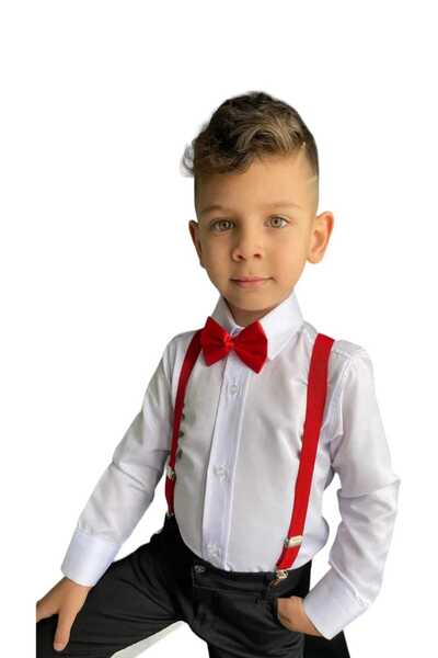 trenddünya Πουκάμισο-παντελόνι για αγόρι- παπιγιόν-ζαρτιέρες-κοστούμι τεσσάρων τεμαχίων-23 Απριλίου-29 Οκτώβριος Σχολική παράσταση