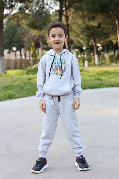 SİNSER TEKS Hooded Kangaroo Pocket Children's Printed Seasonal Tracksuit Set Unisex