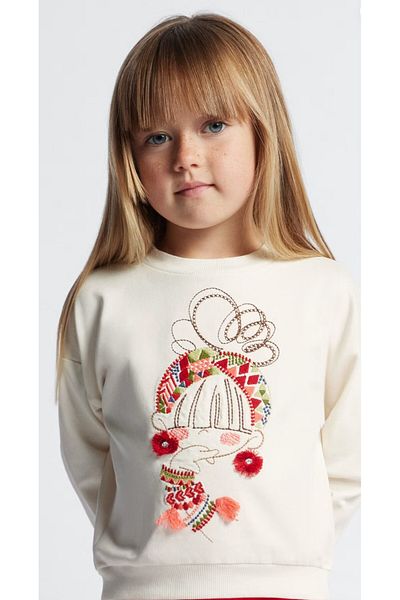 MAYORAL Summer Girl Embroidered Long Sleeve Sweat T-shirt