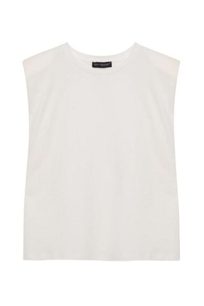 Quzu Padded Sleeveless Basic T-Shirt Ecru