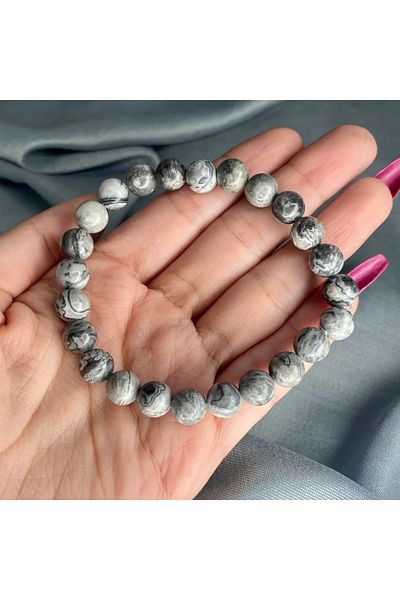 Elifsu Jewelry Gray Jasper Stone Natural Stone Bracelet