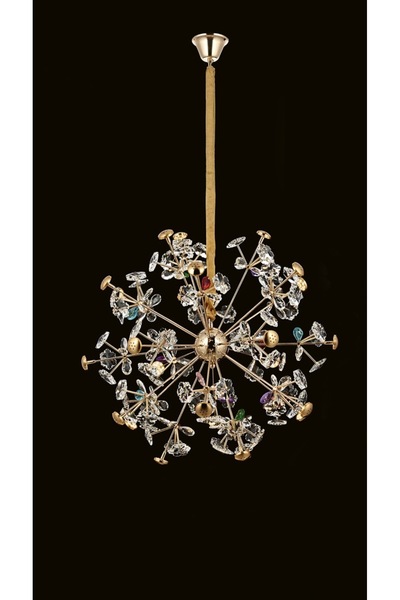 burenze Luxury Exclusive Design Limited Edition Modern Kristal Taşlı Sarkıt Led Avize Gold Sarı 3 Renk Işık