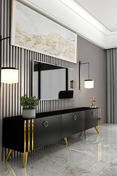 Givayo Mobilya ASTEL SİYAH ALTIN TV ÜNİTESİ