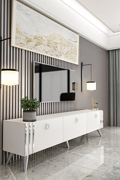 Givayo Mobilya ASTEL BEYAZ GÜMÜŞ TV ÜNİTESİ