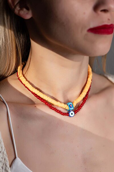 la reyy jewerly Kombin Fimo Boncuklu Nazar Taş Kolye