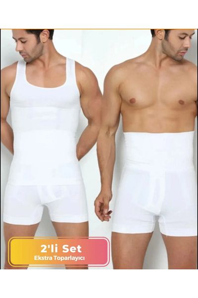 FF FİT FORM GİYİM Men's Belly Straightening High Waist Silicone Boxer Corset Comfortable Athlete Set of 2
