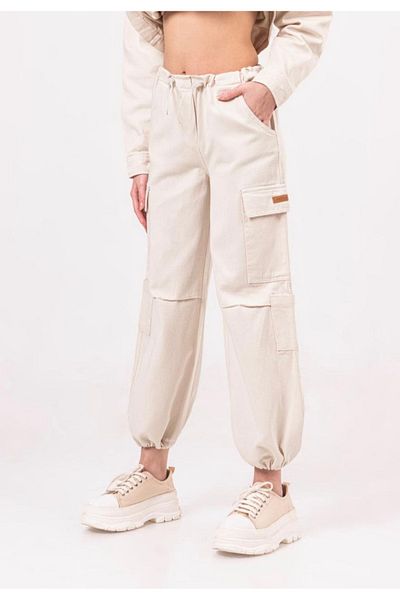 LOCO LOCO girl's cargo pants with elastic waisted legs