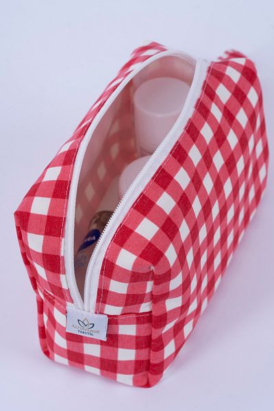 ALTINPAMUK Makeup Bag Gingham red Multi-Purpose large size