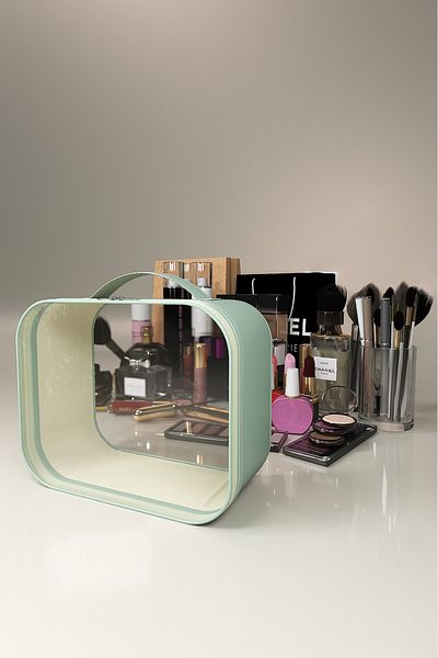 Ankaflex Transparent Transparent Cosmetic Skin Care Bag Vegan Leather Makeup Bag Makeup Organizer Set