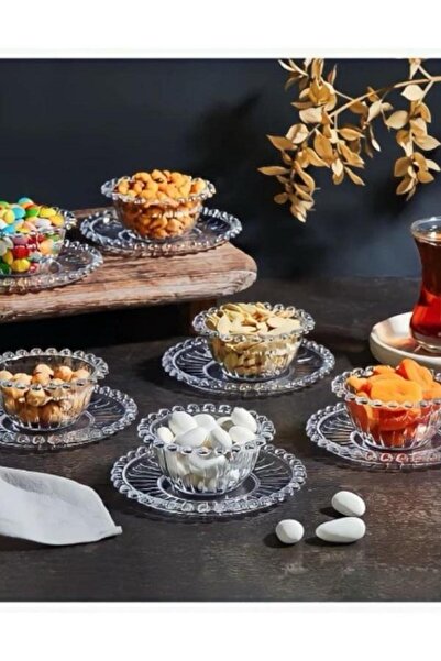 SEKASTYLE 12 Pieces of 6 Person Beaded Snack Bowl - Food Bowl - Jam Bowl - Presentation Bowl - Breakfast Treat Set