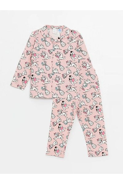 LC Waikiki LCW baby Polo Collar Long Sleeve 101 Dalmatian Printed Baby Girl Pajamas Set