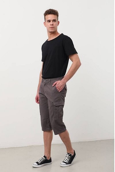 Keep Out Men's Madrid Cargo Pocket Capri Anthracite