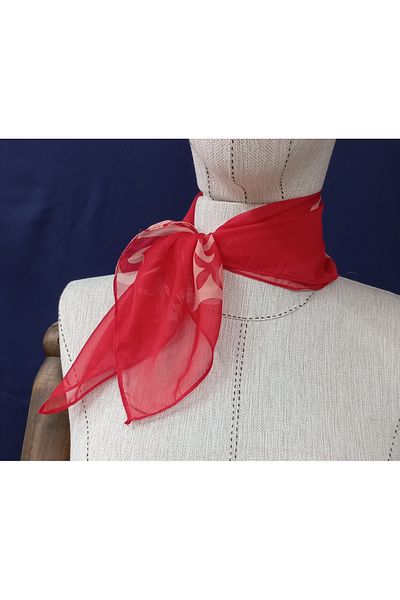 es moda shop Alaina Patterned Red-Beige Chiffon Scarf