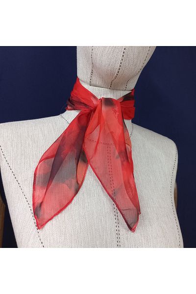 es moda shop Alaina Patterned Red-Black Chiffon Scarf Scarf