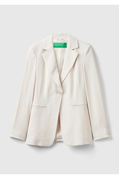 United Colors of Benetton Blazer Slim Fit pentru damă - amestec crem vâscos