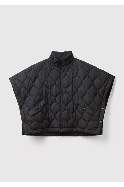 United Colors of Benetton Black Zippered Women's Cloak Coat