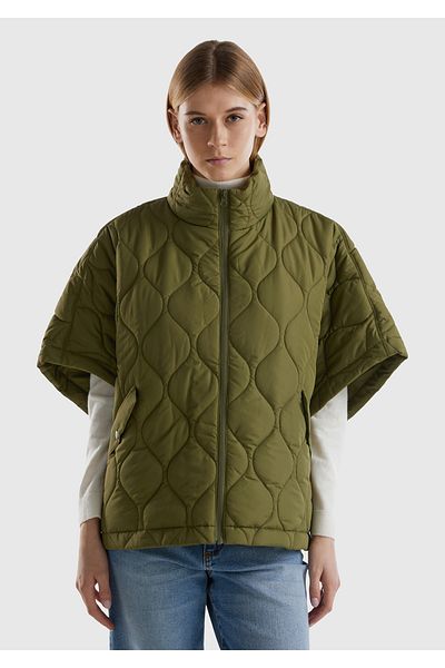 United Colors of Benetton Khaki Women's Cape Coat - Zippered