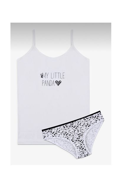 Koza Girl's White Cotton Rope Strap Athlete Panties Set