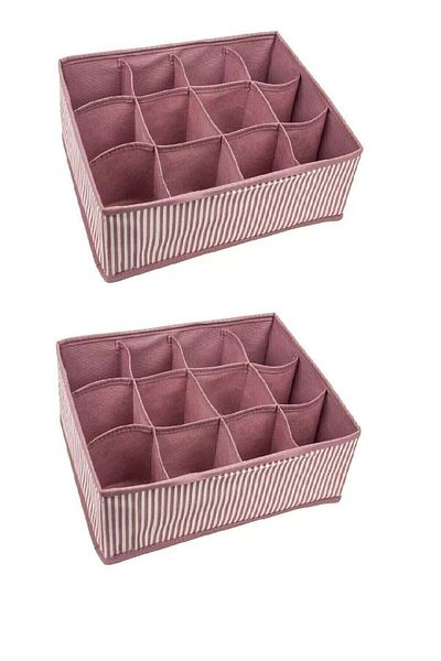 ESTİ 2 Τεμάχια 12 Διαμερισμάτων Organizer Συρτάρι Organizer Ροζ