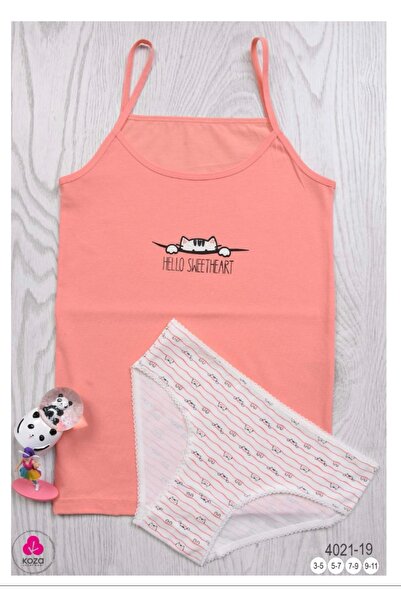 Koza Kız Çocuk Pamuklu İp Askılı Atlet Külot Takım