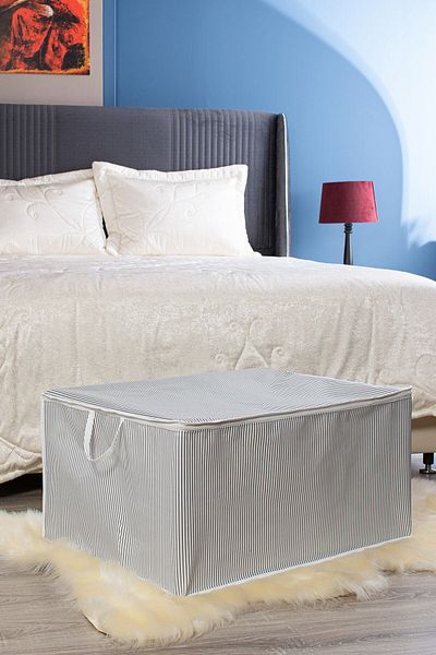 Serstil Maxi Size Gray Striped Pillow Quilt Scrap 75 X 40 X 40 Cm