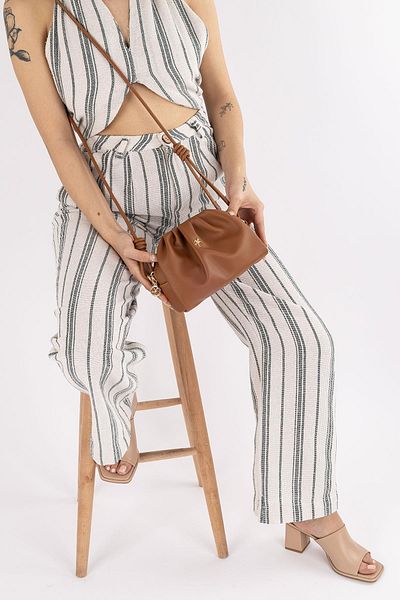 Getcho Lucero Women's Brown Cross Strap Mini Bag – Drawstring Shoulder Bag, Casual and Lightweight