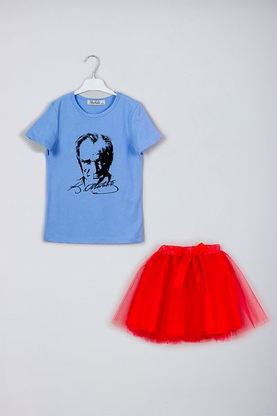MYADA Set combinat fuste tutu siluetă și tricou cu imprimeu semnat Ataturk