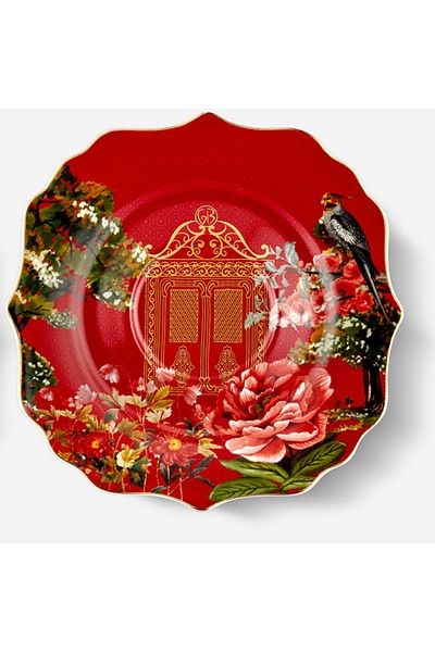 CHIARA ALESSI Magic Garden Red Porcelain Tea Plate 15 Cm