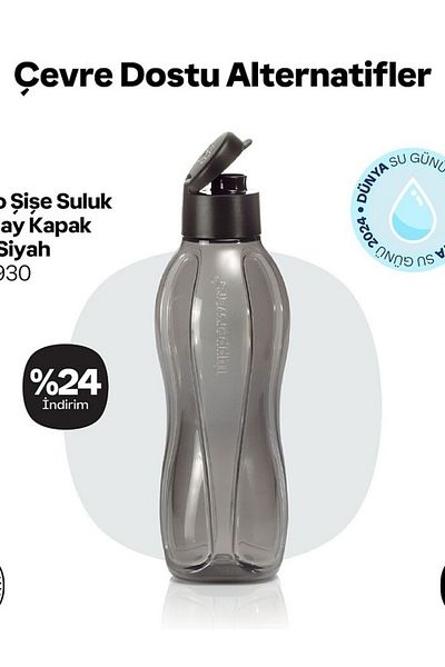 Tupperware Μαύρο μπουκάλι νερού 1 LT.