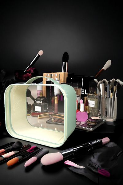 minufco Transparent Suitcase Organizer Suitcase Organizer Makeup Brush Cosmetic Travel Bag Vegan Leather