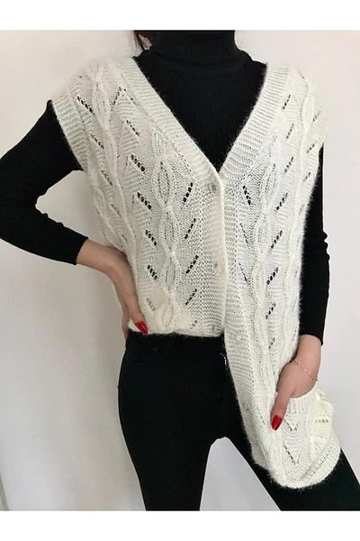 Çt Çeyizci Tekstil Yumoş Buttoned Vest, Pocketed Dowry Vest – Cream