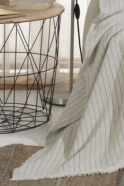 Lux Touch Vera Gray Single Sofa Armchair Cover Shawl 150 X 200 Cm TV Blanket Throw Cotton