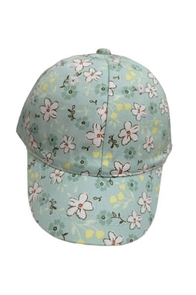 Kitti KITTI BABY GIRL & KIDS GREEN FLOWERY CAP HAT 0-18 MONTHS HEAD CIRCLE 44-46 cm