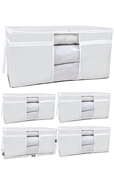 ESTİ 5 Pieces - Windowed Quilt Scrap Mega Size 75 X 40 X 40 Cm - Gray Striped
