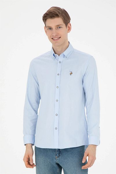 U.S. Polo Assn. Ανδρικό μακρυμάνικο πουκάμισο U.S. POLO γαλάζιο